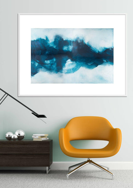 Blue extra large wall art, Modern Minimalist contemporary print, Contemporary Wall Painting, Brush Stroke Print, Camilo Mattis - camilomattis.com