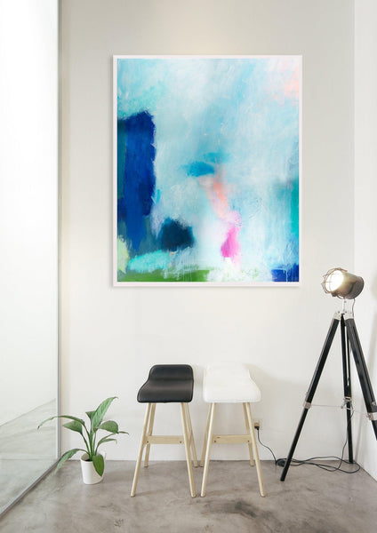 Extra large wall art abstract art print navy blue wall art landscape painting print by Camilo Mattis - camilomattis.com