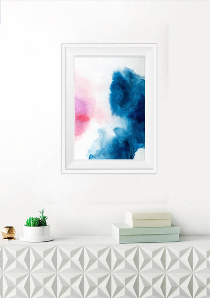 Blue Abstract watercolor painting original wall art bedroom decor by Camilo Mattis - camilomattis.com