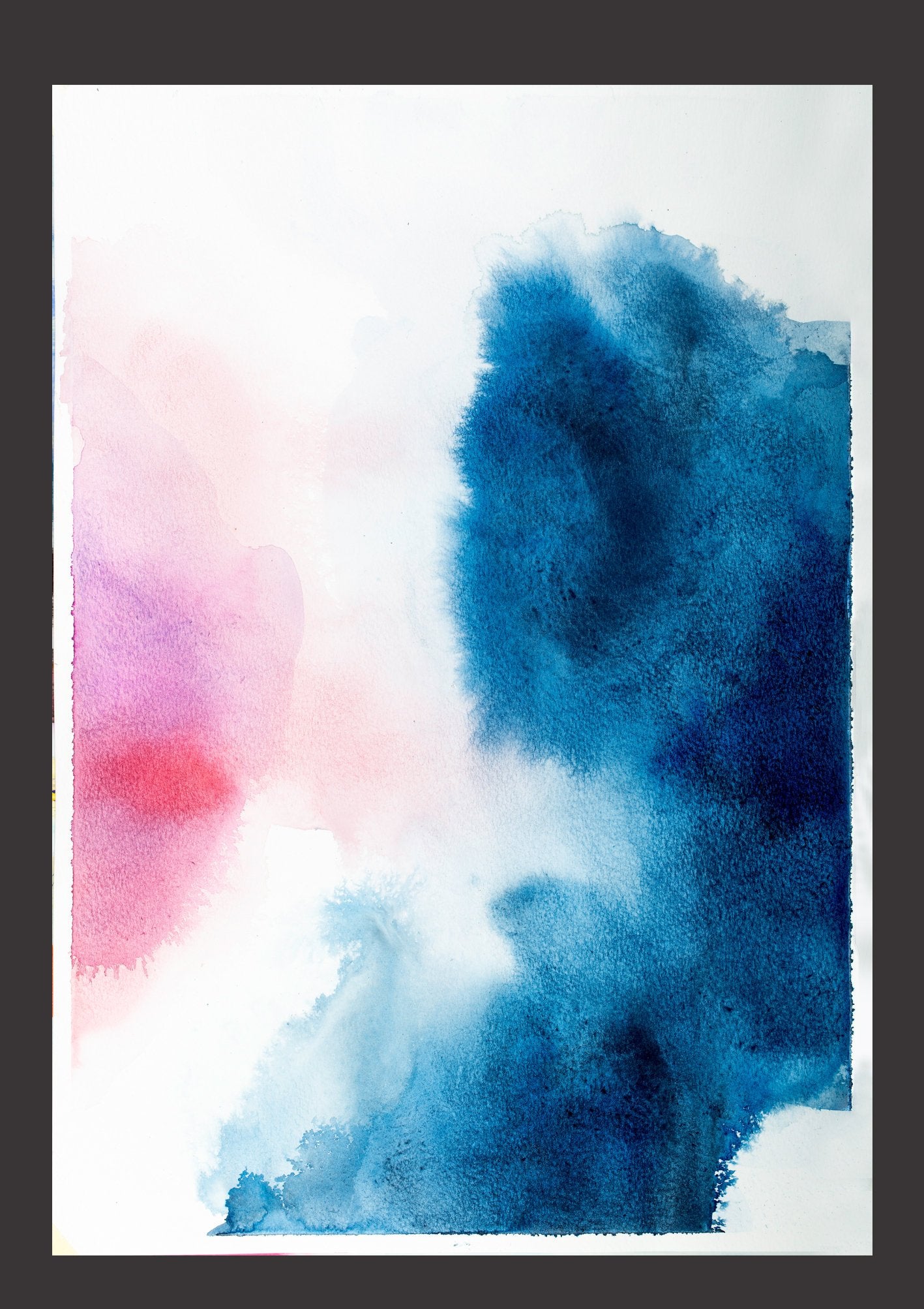 Designart Blue and Purple Paint Stain Abstract Watercolor Canvas Print -  36x28 - 3 Panels - Bed Bath & Beyond - 32978545
