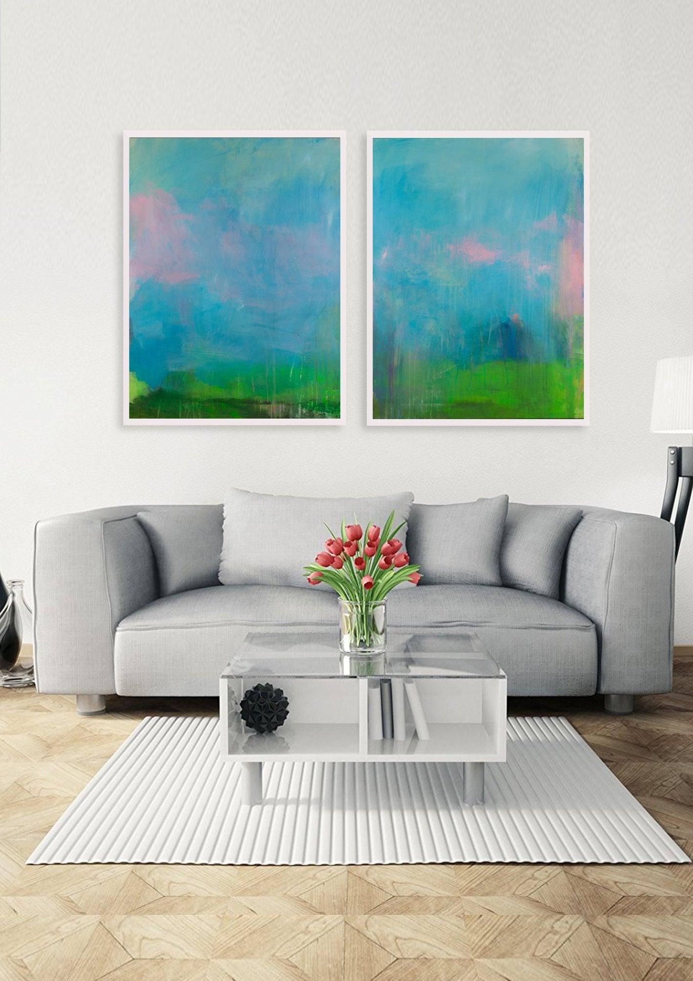 Set of 2 Abstract Prints, Wall art set, Large modern prints, colorful abstract set, Set of art for living room, abstract painting prints - camilomattis.com