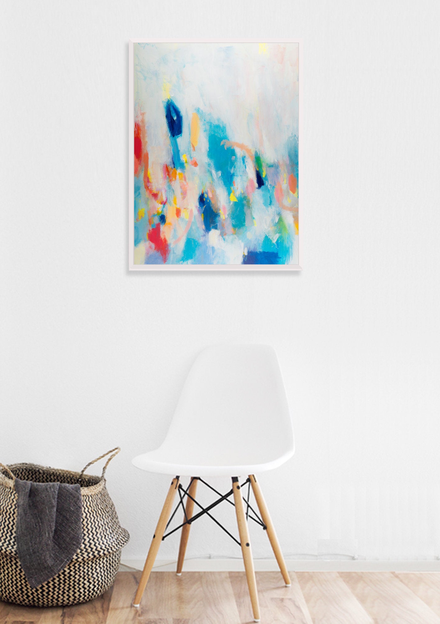 colorful abstract painting, blue abstract wall art, abstract painting for living room, Contemporary art, wall abstract by Camilo Mattis - camilomattis.com