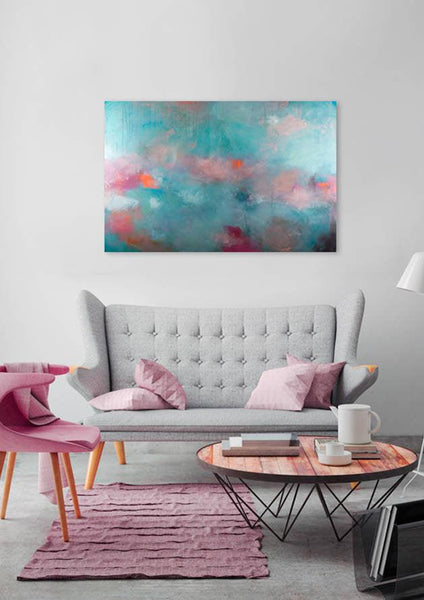 Living room painting abstract print, large wall art, Modern Teal Wall Art by Camilo Mattis - camilomattis.com