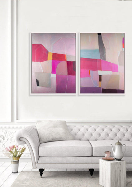 large paintings set of 2, geometric painting, canvas wall art set, modern painting Camilo Mattis - camilomattis.com