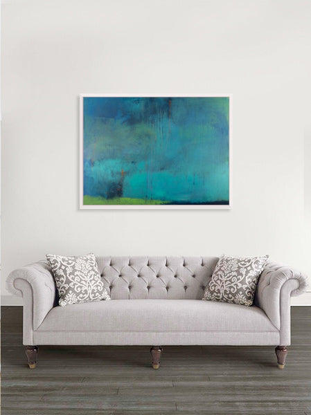 Teal wall art abstract painting, large wall art, gallery wall, wall art canvas, green abstract, Landscape painting by Camilo Mattis - camilomattis.com