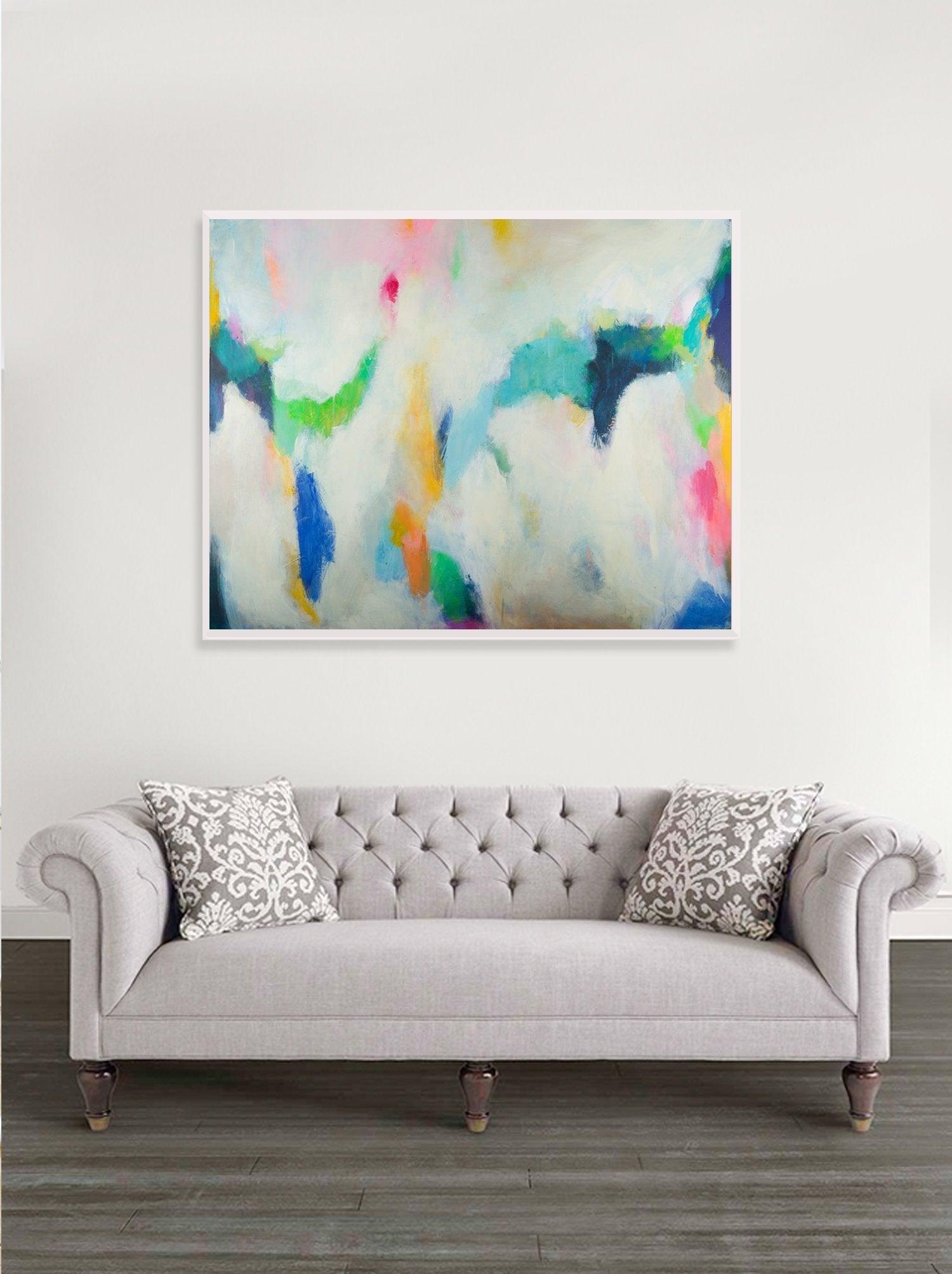 Extra large wall art abstract painting, wall art print, abstract art print, teal wall art decor by Camilo Matti - camilomattis.com