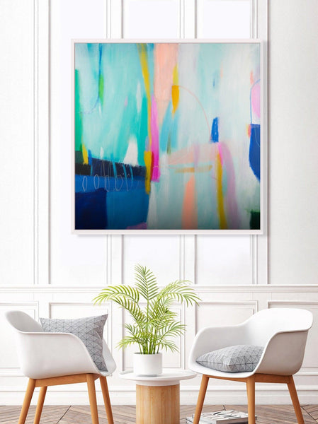 Teal blue abstract painting, abstract colorful painting , modern, original acrylic abstract art, abstract modern wall art - camilomattis.com