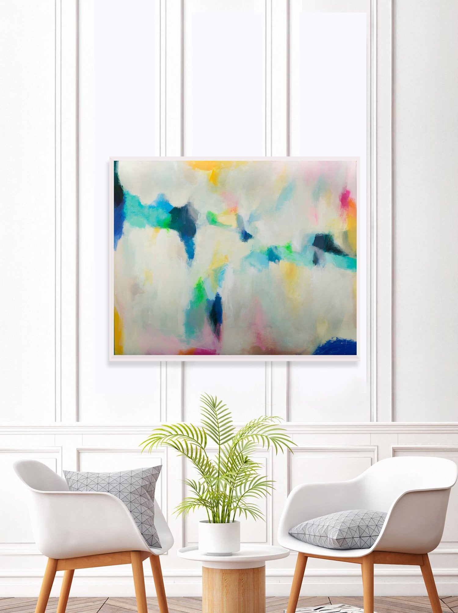 Canvas wall art, teal wall art, wall art decor, bedroom wall decor Colorful Painting White Abstract Painting blue Abstract - camilomattis.com