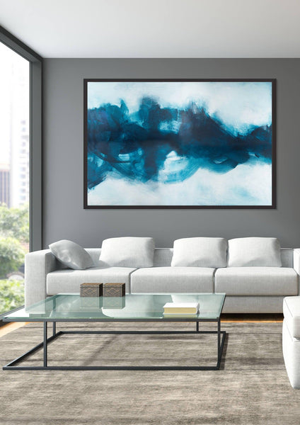 Blue extra large wall art, Modern Minimalist contemporary print, Contemporary Wall Painting, Brush Stroke Print, Camilo Mattis - camilomattis.com