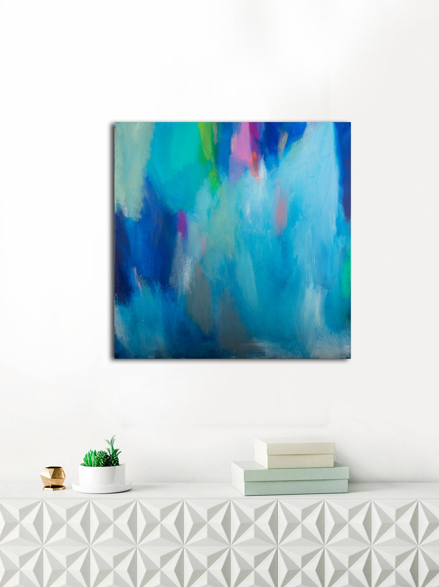 Turquoise blue Original abstract painting, Large abstract wall art on canvas, Impressionist landscape, Abstract art by Camilo Matti - camilomattis.com
