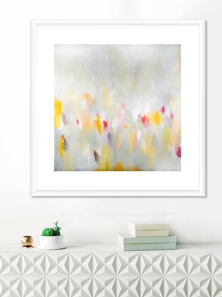 Yellow abstract painting flowers landscape print extra large wall print nature wall art print, Camilo Mattis - camilomattis.com