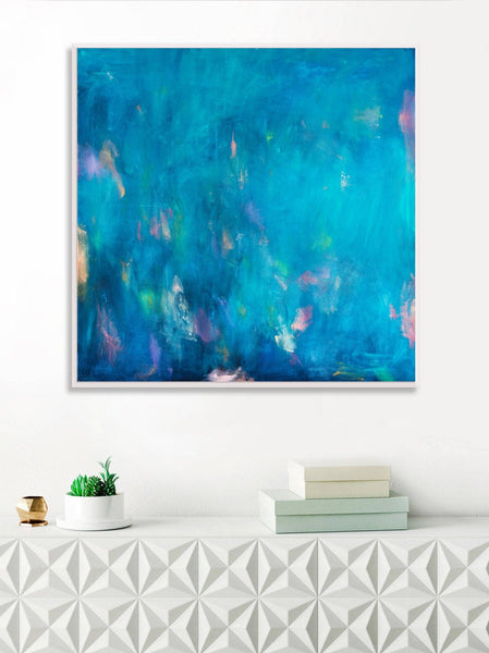 Blue abstract wall art, abstract art teal wall art decor canvas painting, large wall art, abstract canvas art by Camilo Mattis - camilomattis.com