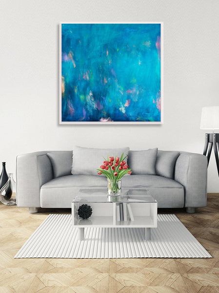 Blue abstract wall art, abstract art teal wall art decor canvas painting, large wall art, abstract canvas art by Camilo Mattis - camilomattis.com