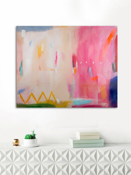 Abstract art print, pink wall art, large modern wall art, abstract painting print, beige wall decor, canvas print, Camilo Mattis - camilomattis.com