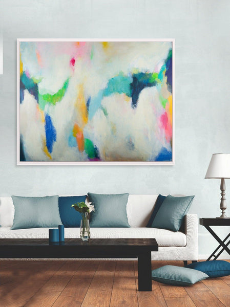 Extra large wall art abstract painting, wall art print, abstract art print, teal wall art decor by Camilo Matti - camilomattis.com