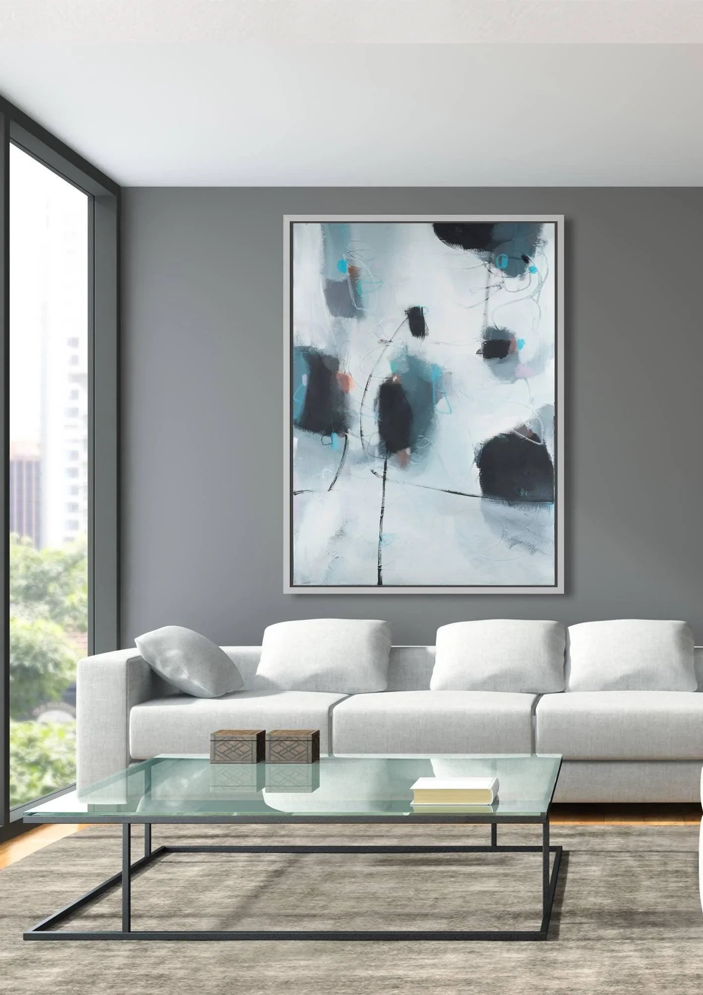 Abstract print, large modern wall art, abstract painting print, back and white wall decor, living room wall art, Camilo Mattis