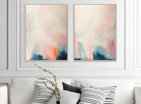 Pink and blue extra large wall art set, Modern Wall Art, Set of 2 Prints, Bedroom Decor, Zen Wall Art, Abstract Wall Art by Camilo Mattis - camilomattis.com