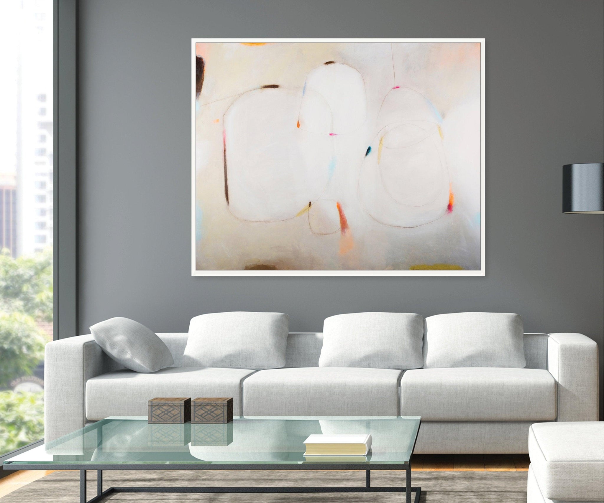 Extra large modern wall art abstract print, Beige minimalist painting print, contemporary print, acrylic abstract painting by Camilo Mattis - camilomattis.com