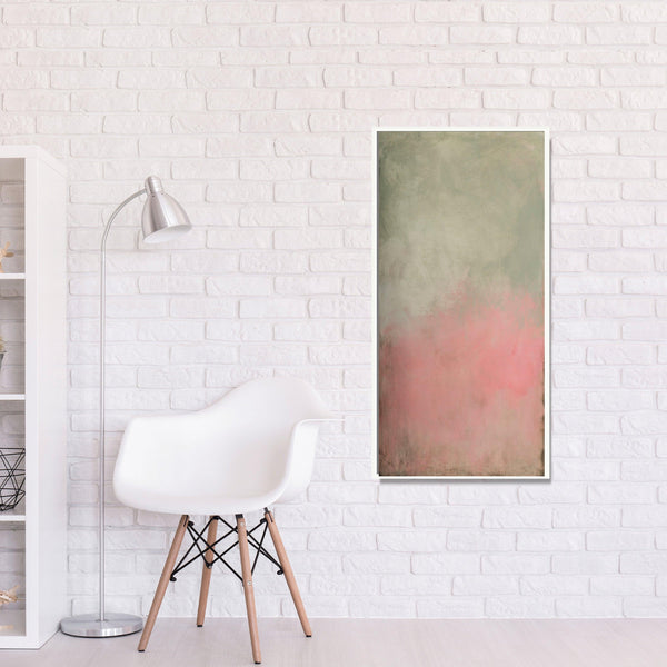 Green minimalist Abstract fine art originalt, Large wall art, Abstract painting green and pink - camilomattis.com