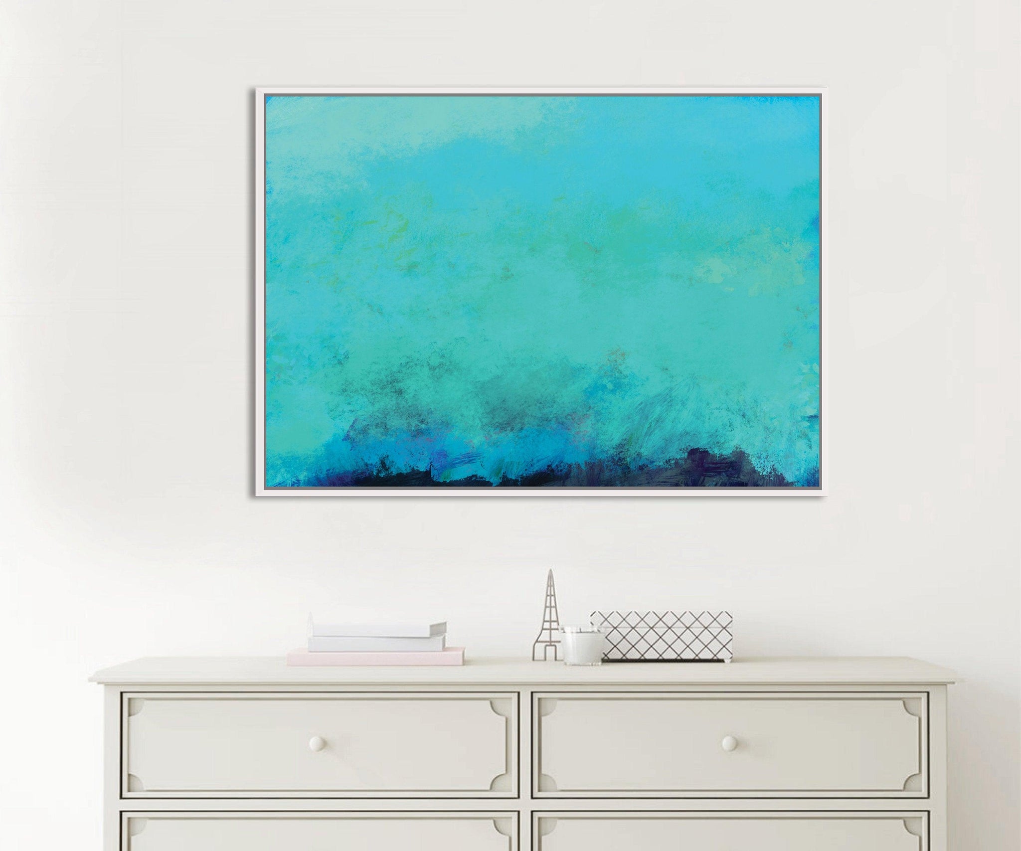 extra large Teal wall art print, Acrylic canvas print teal abstract wall art, large abstract art, Camilo Mattis - camilomattis.com