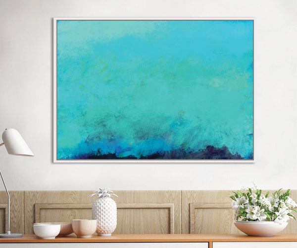 extra large Teal wall art print, Acrylic canvas print teal abstract wall art, large abstract art, Camilo Mattis - camilomattis.com