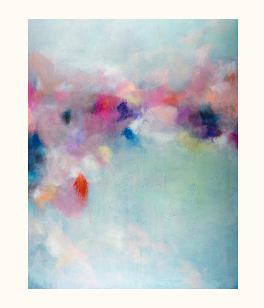 Blush pink large abstract print, turquoise extra large wall art print - camilomattis.com