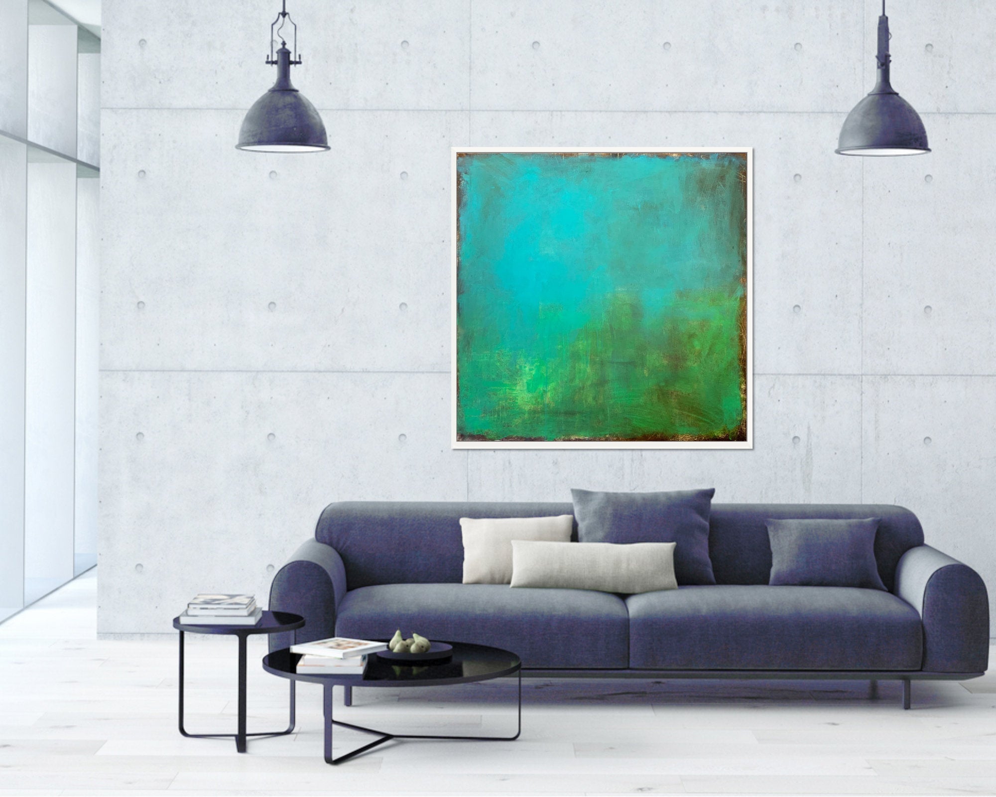 Teal extra large wall art, original abstract art painting on canvas, Teal green fine art, wall art canvas, Teal wall art - camilomattis.com