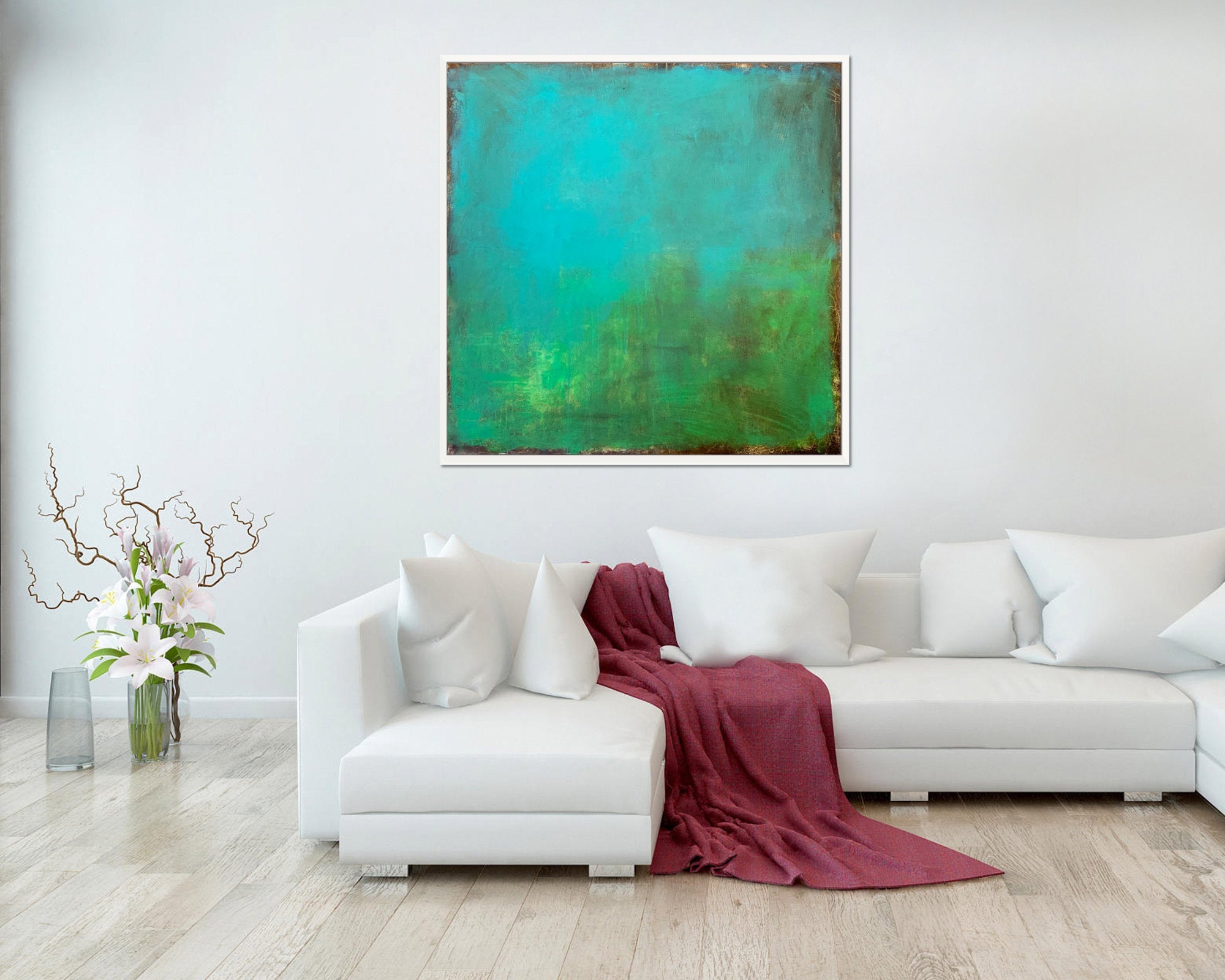 Teal extra large wall art, original abstract art painting on canvas, Teal green fine art, wall art canvas, Teal wall art - camilomattis.com