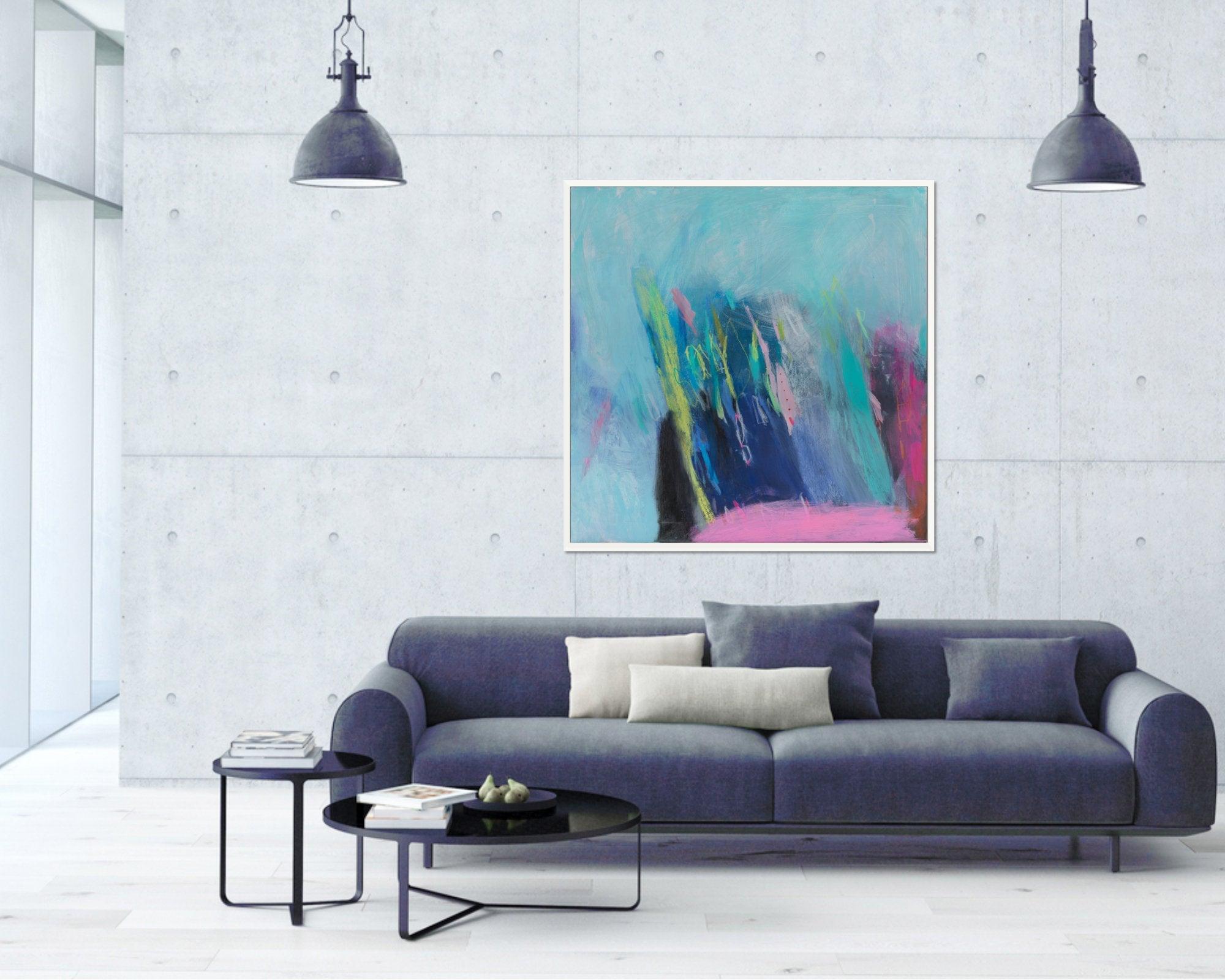 Large original art abstract painting canvas, modern canvas art, Teal original painting by Camilo Mattis - camilomattis.com