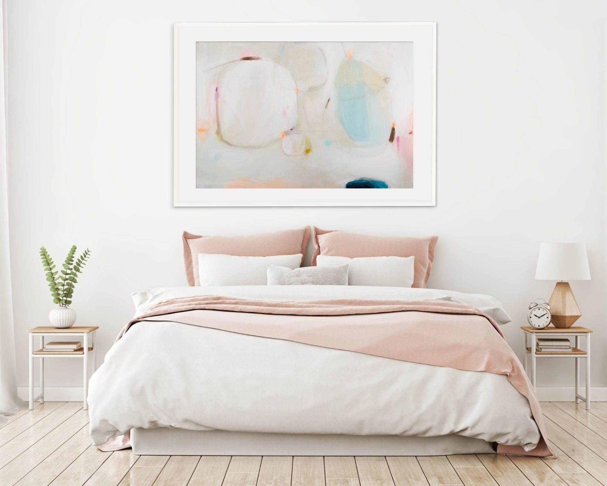 Art abstract house warming gift print beige minimalist house decor for living room Floral abstract landscape 