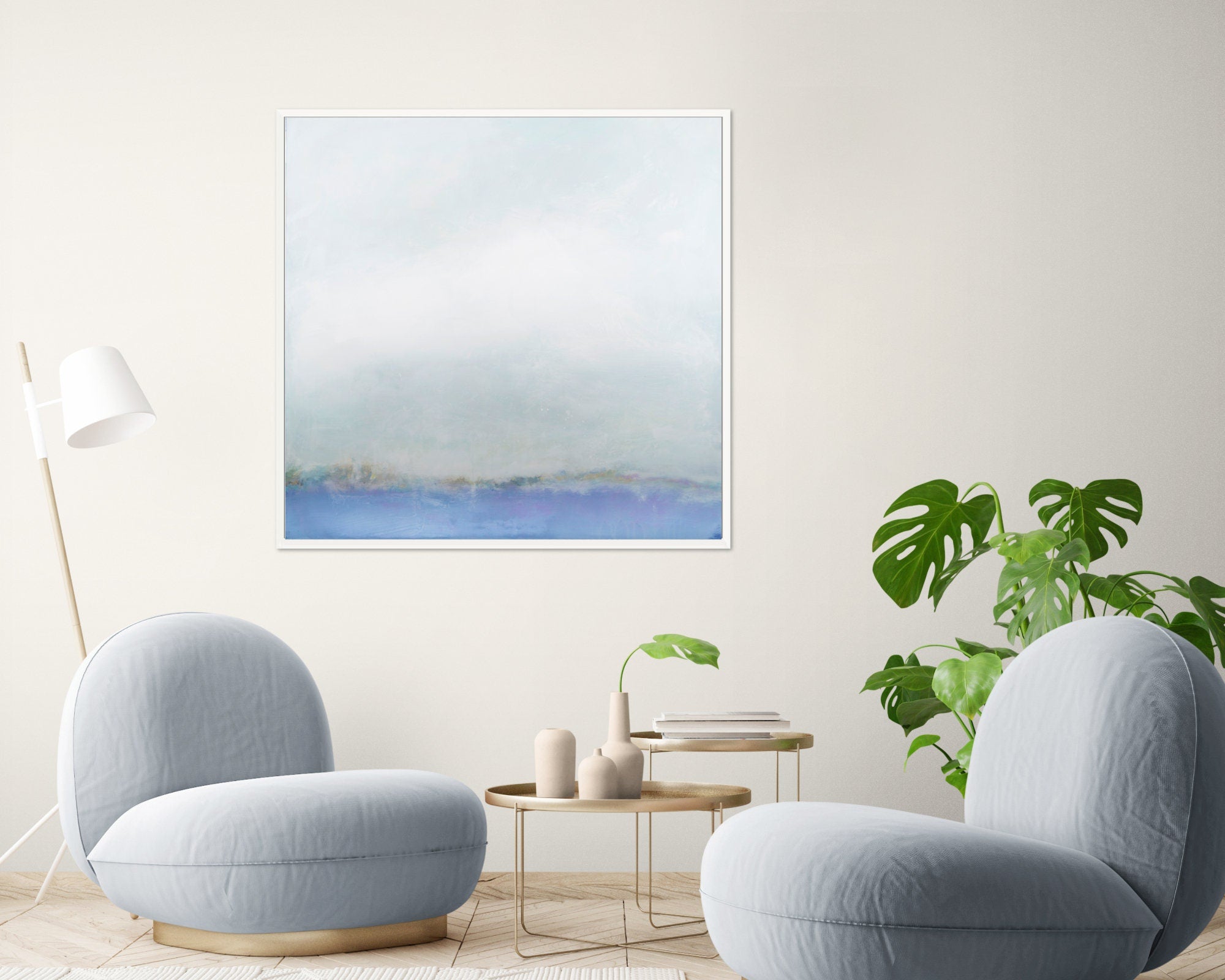 original abstract painting, light blue landscape pastel painting modern, original acrylic abstract art, abstract modern wall art