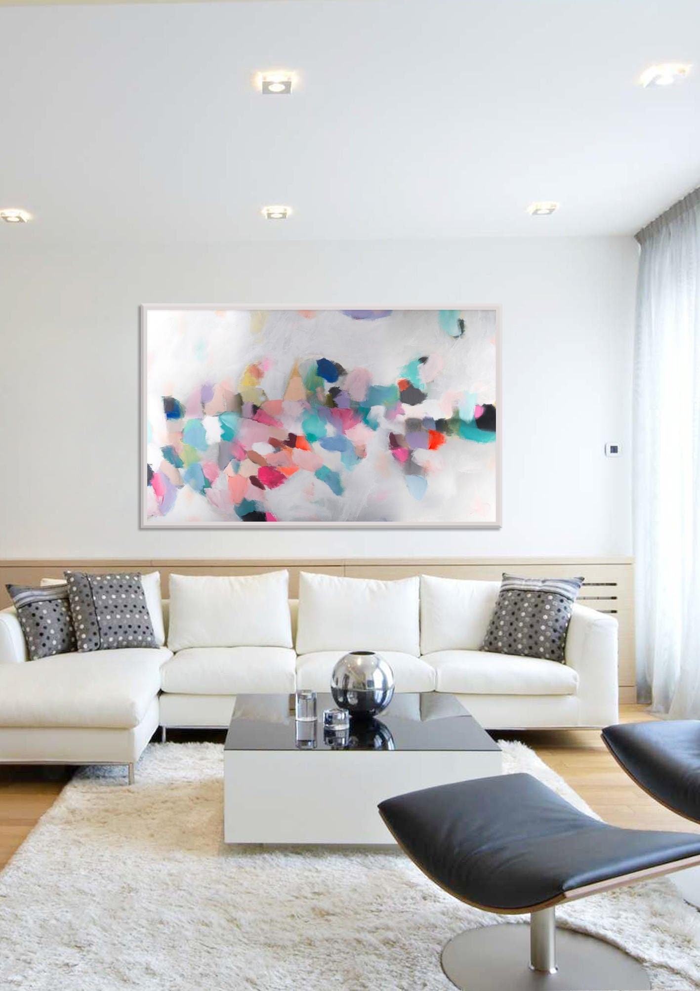 Blush pink and teal Abstract Fine Art Print, Canvas Print, White Home Decor, Living room Wall Art, Camilo Mattis