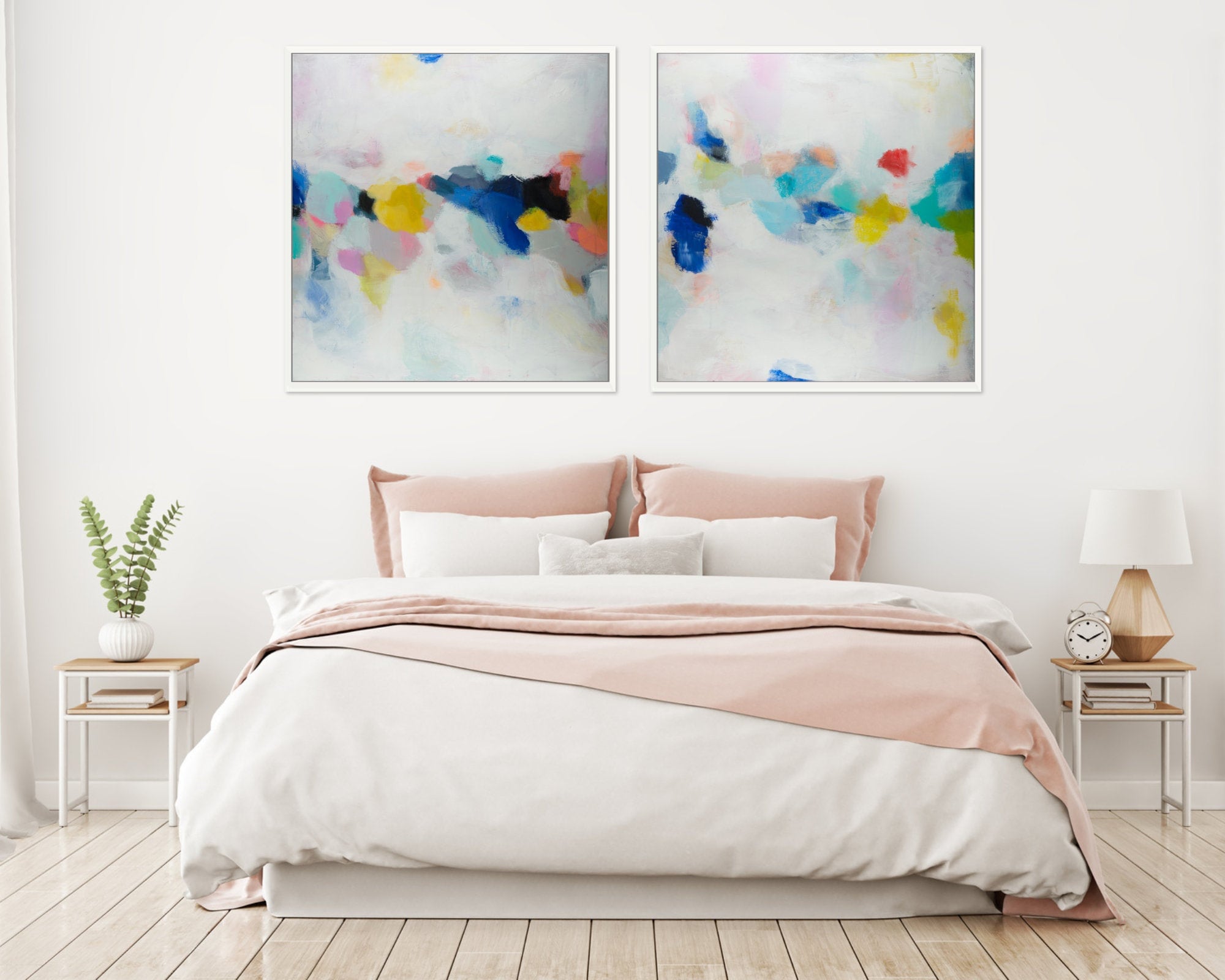 Abstract art prints set multicolored, Set of 2 large prints, Set of two paintings, Oversized Abstract Fine Art Print, colorful Home Decor