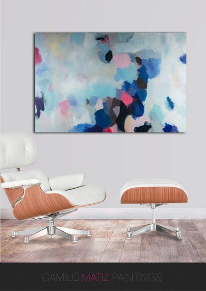 Navy Blue Abstract Fine Art Print, Modern Contemporary Oversized Abstract Print for Home, Office Decor