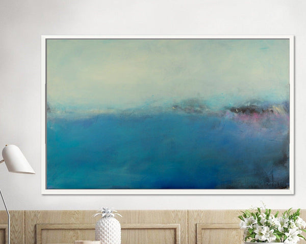 Blue Sky Original Seascape canvas painting abstract , Blue Home decor, Boho home decoration, by Camilo Mattis