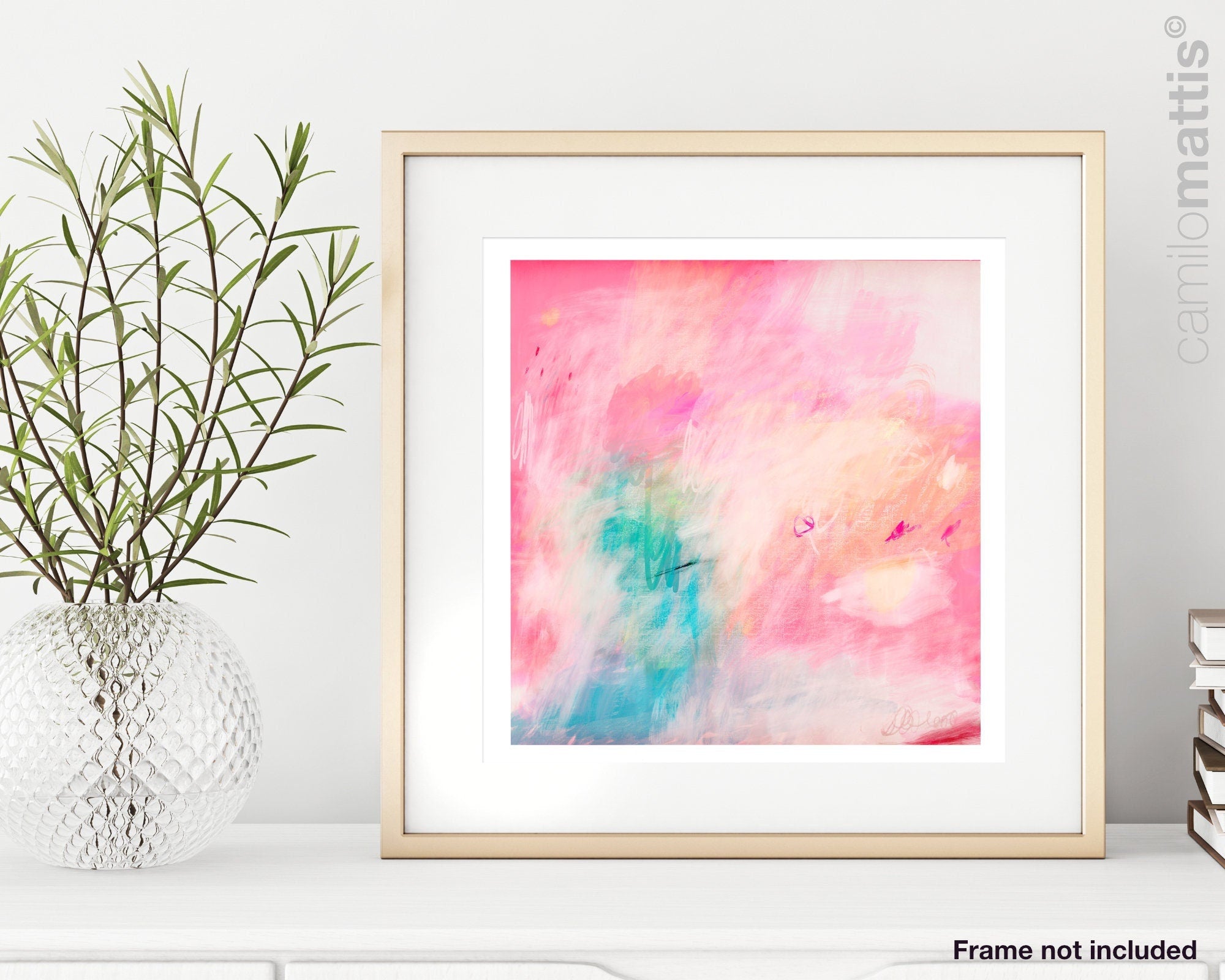 coral bed above decor print, 30x40 print, Boho art print, Pink wall art, Pink abstract painting