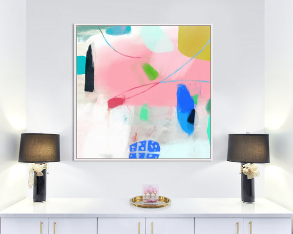 Abstract Painting Original Large pink Acrylic Canvas Wall Art,  Original Modern Painting on Canvas, Still life Fine Art painting