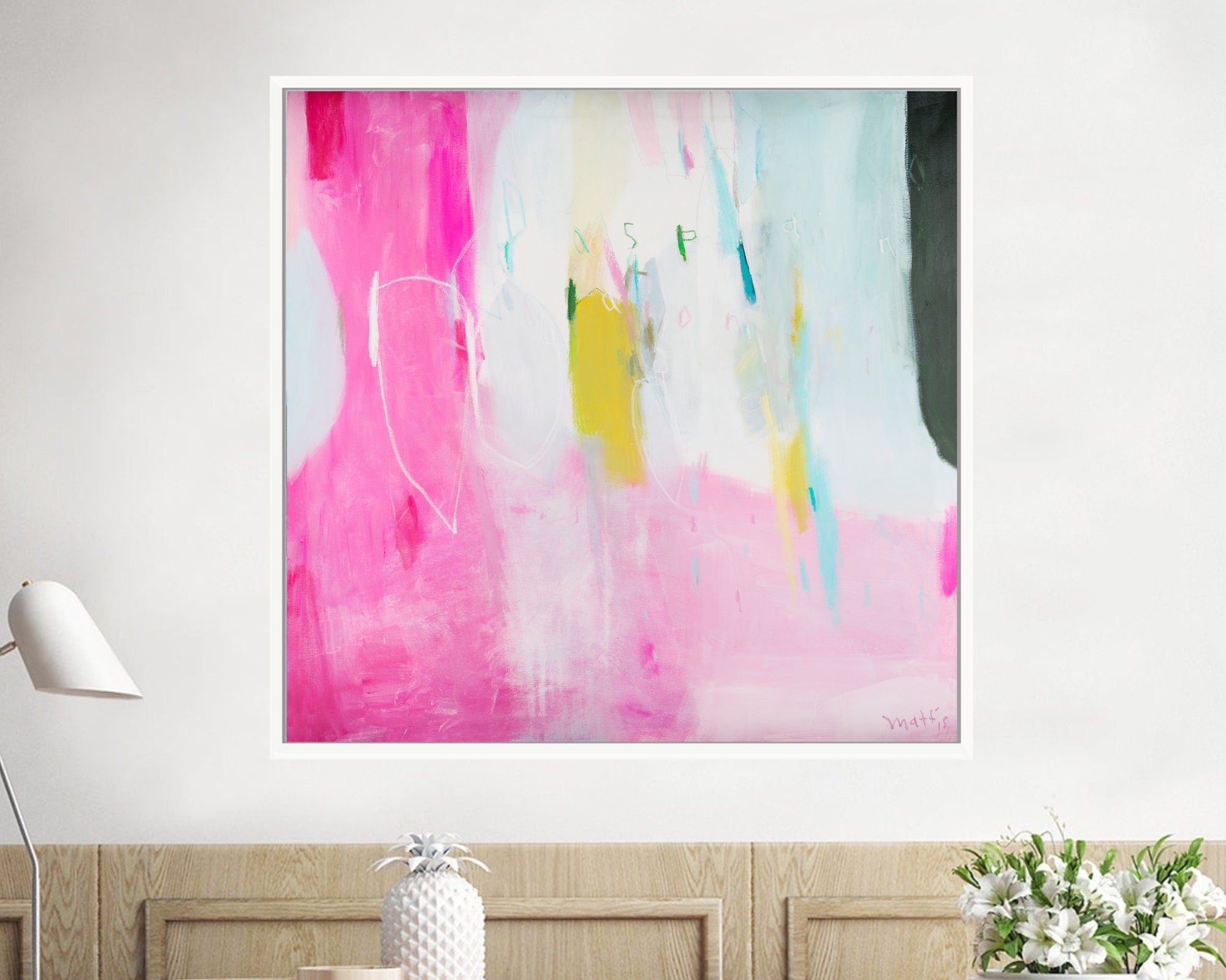 Blush pink abstract canvas Wall paper Art, colourful home decor extra large abstract art print