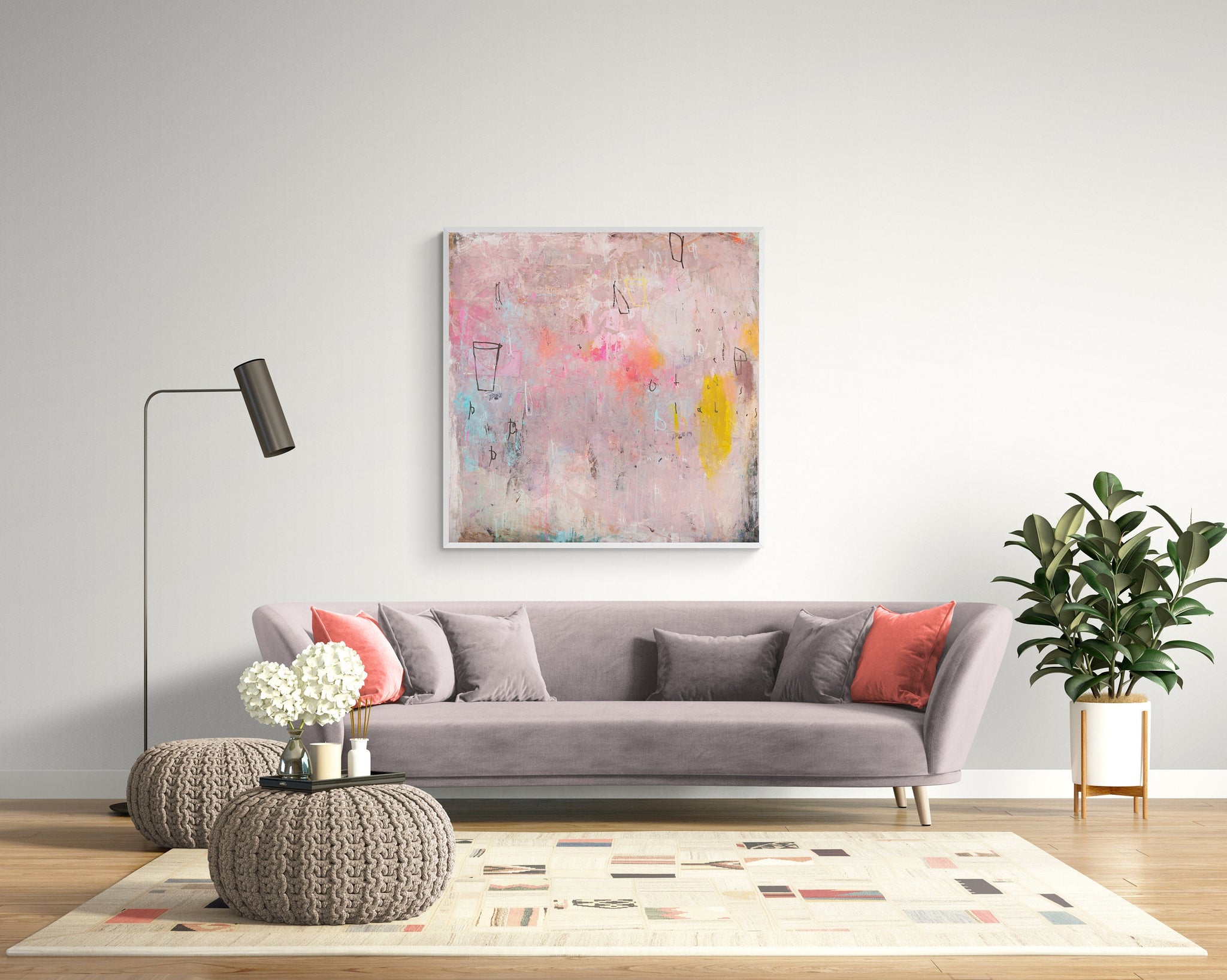 extra large original creative blush pink wall art comfort colors decoration abstract painting