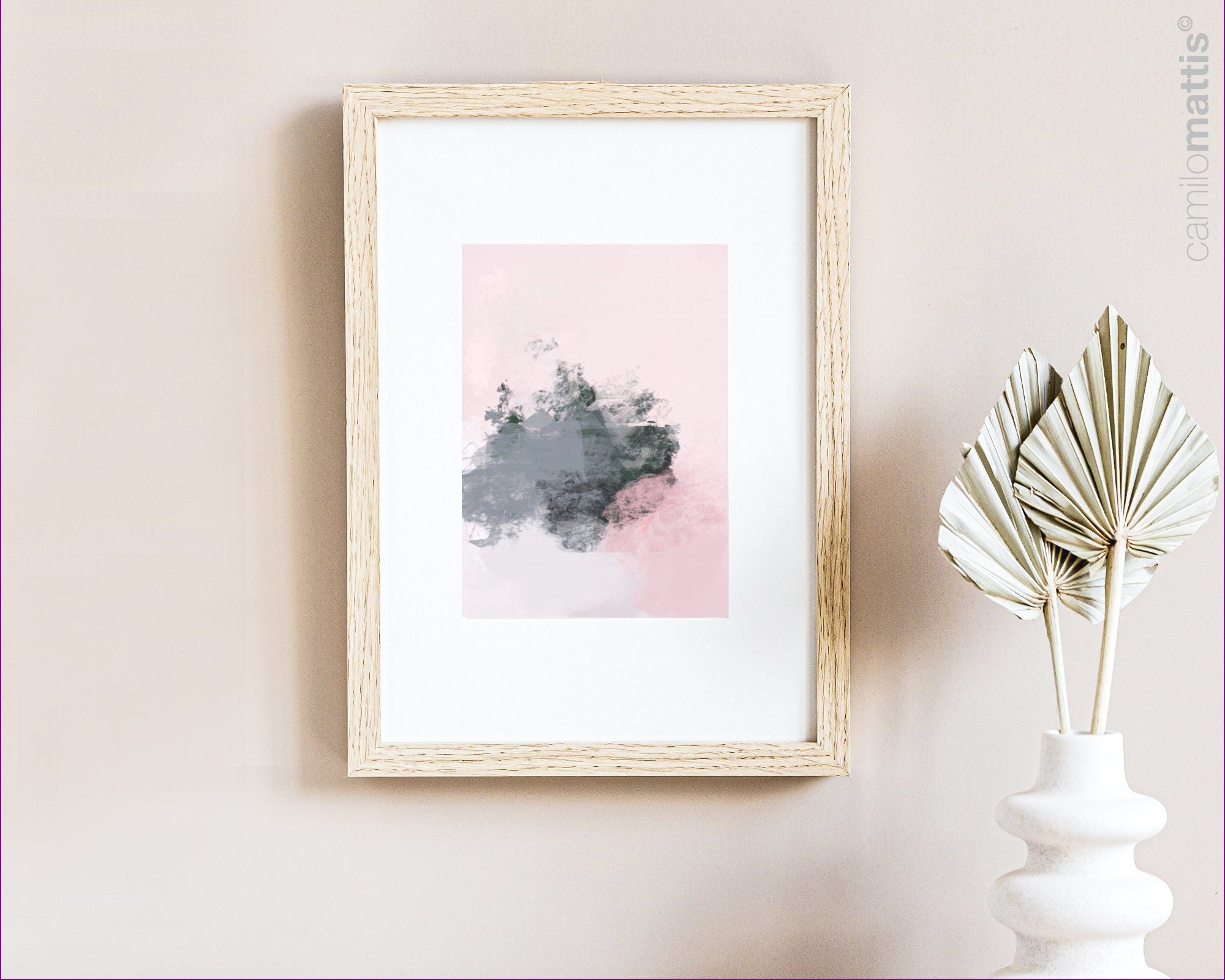 Blush pink and grey brush strokes extra large wall art 24x36 art prints, Comfort colors apartment decor