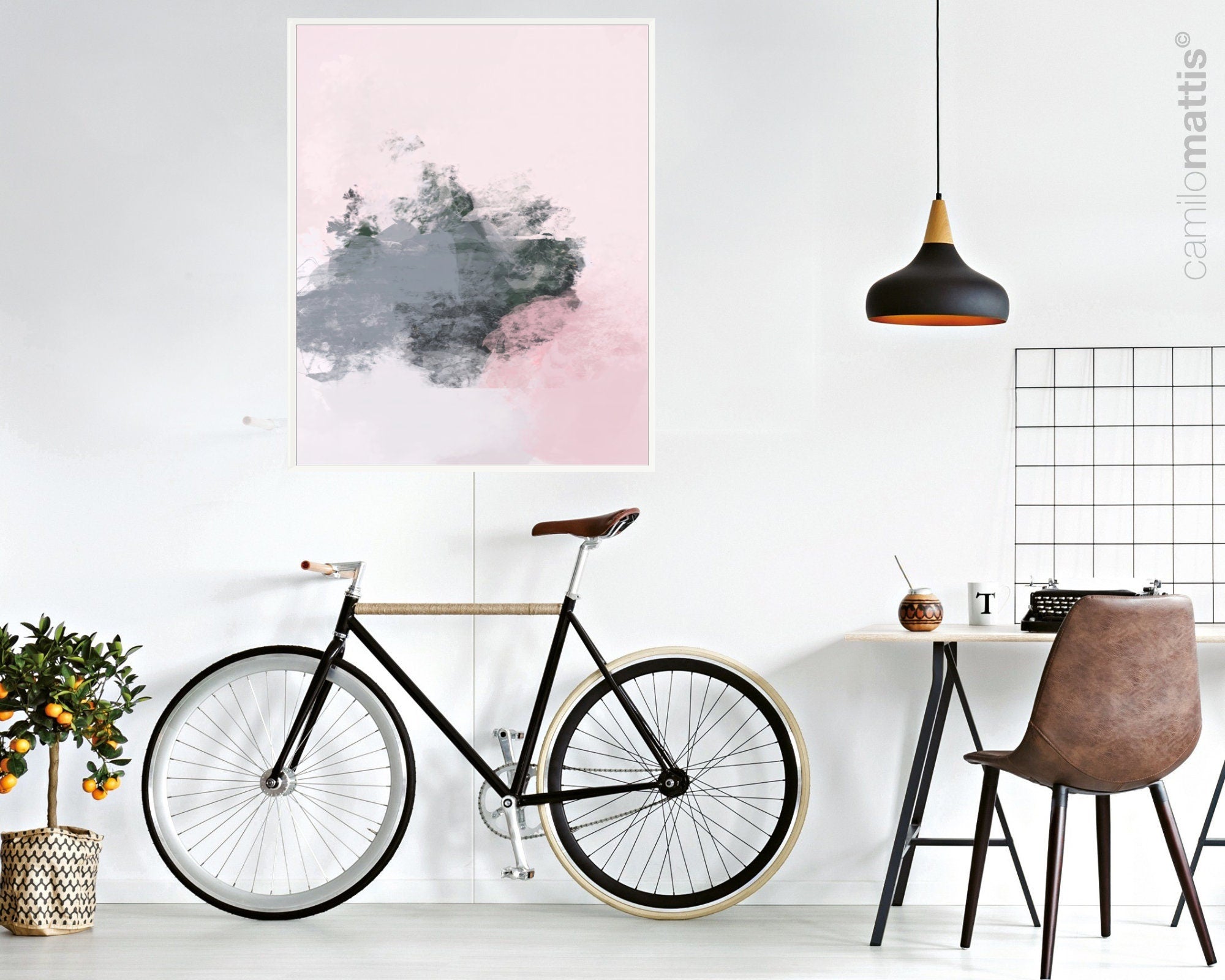 Blush pink and grey brush strokes extra large wall art 24x36 art prints, Comfort colors apartment decor