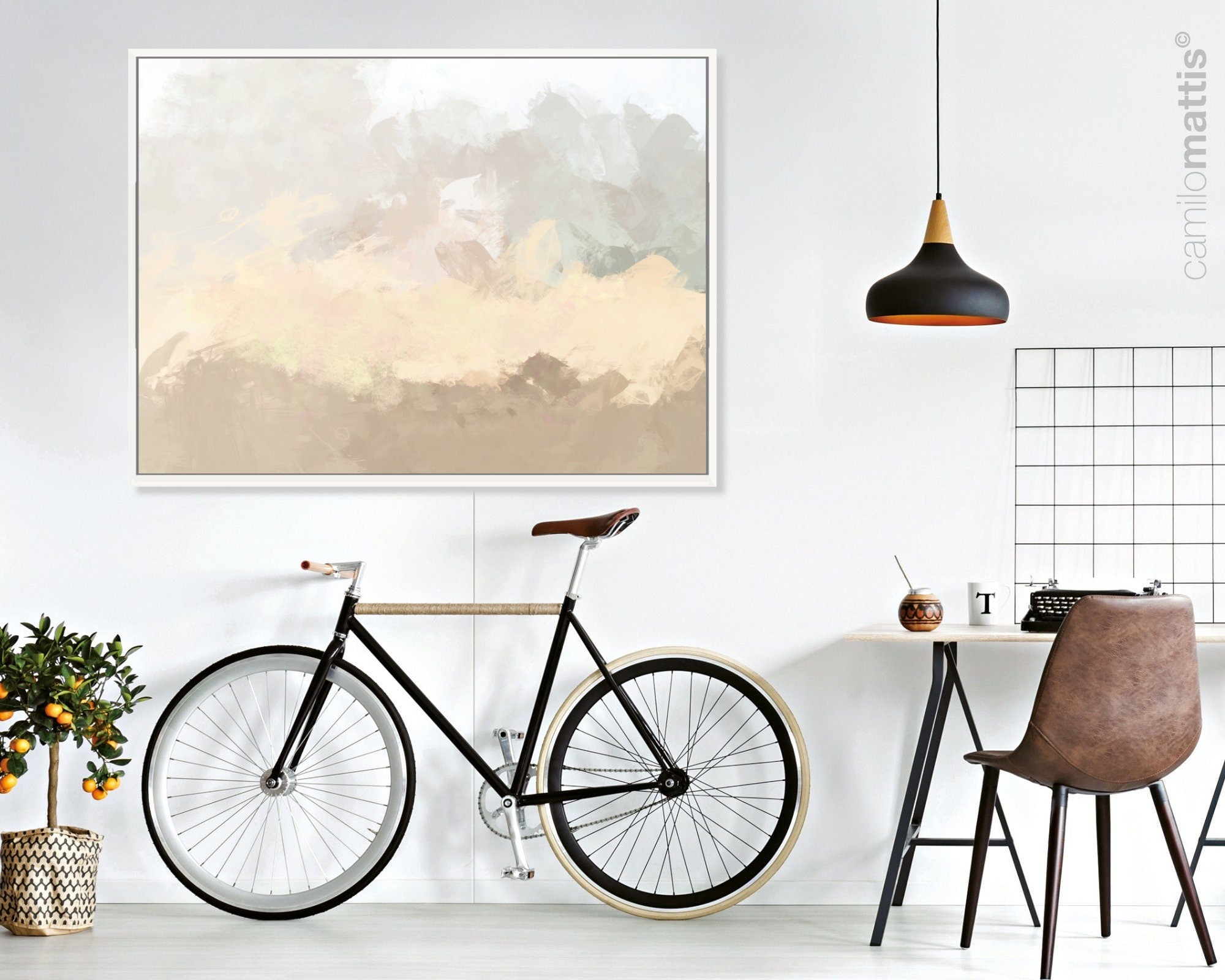 Beige and cream minimalist wall art print,  living room painting print