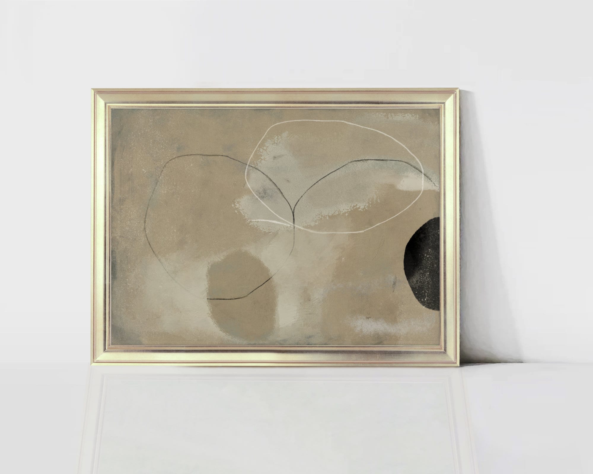 Circles and lines scandinavian wallart minimalist apartment decor, Abstract painting Digital download