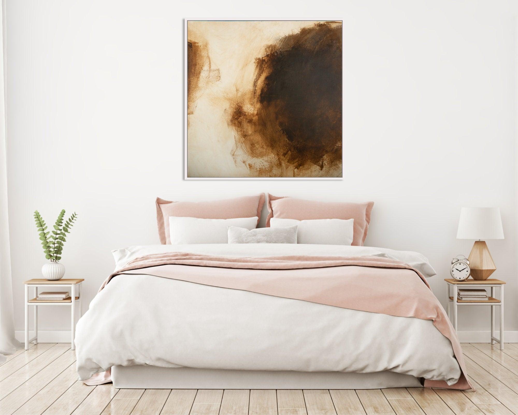 Brown original abstract painting minimalist extra large wall art - Living room decor