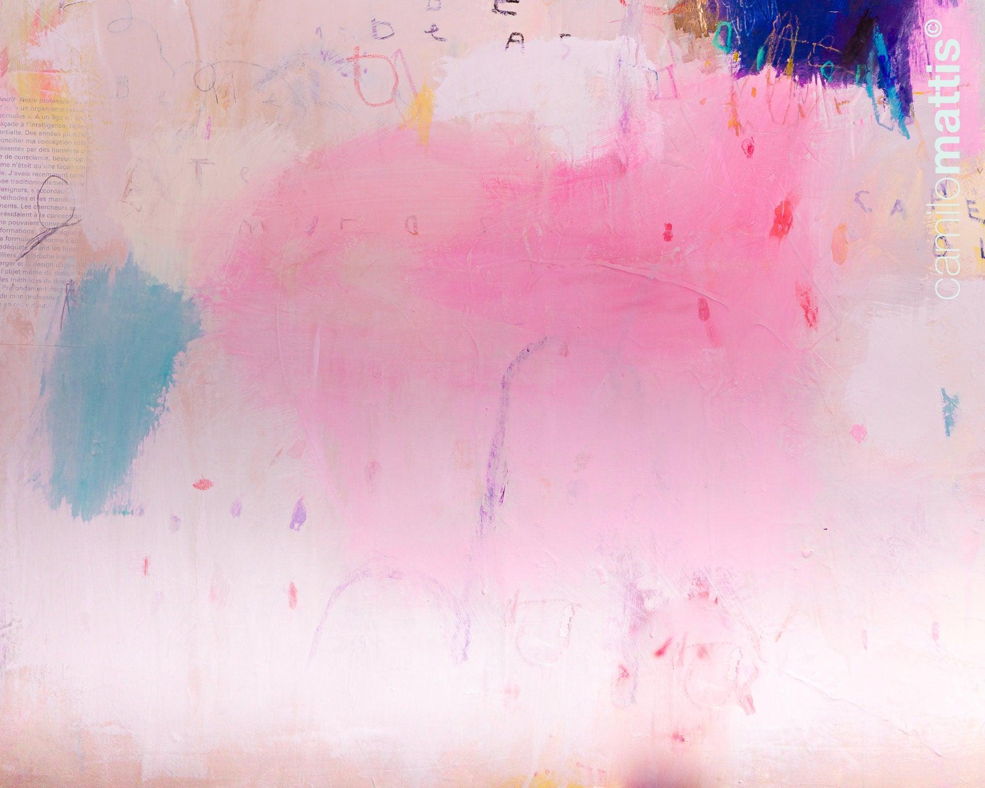 Hot pink wall abstract art abstract print, new york inspired canvas print