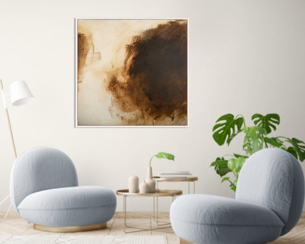 Brown original abstract painting minimalist extra large wall art - Living room decor